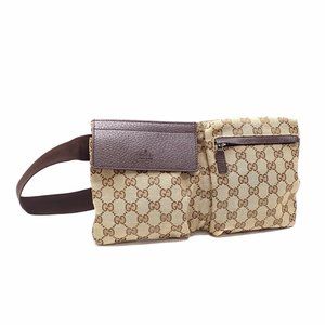 Gucci Men's Waist Bag, Beige/Brown GG Canvas and Leather, 28566